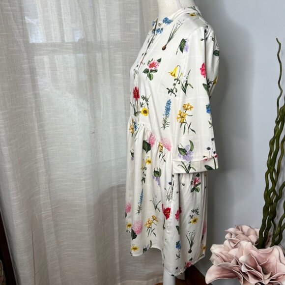 Tuckernuck Fresh Bud Royal Shirt Floral Mini Dress Button Front Women's Small - Picture 3 of 12